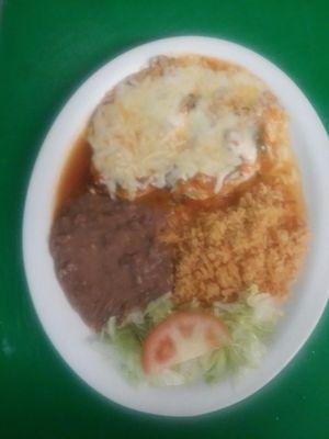 Everyday Special  $5.99 Monterrey Chicken with rice and beans, also comes with Tea