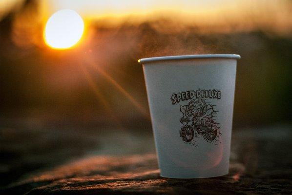 We donate the coffee for the local Ride and Shine, the first Sunday of the month. A motorcycle ride to catch the sunrise.