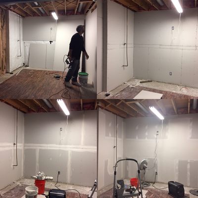 Small Basement Drywall Hung and Finished!