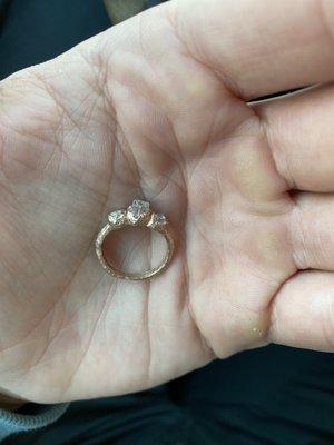 Rose gold raw diamond engagement ring