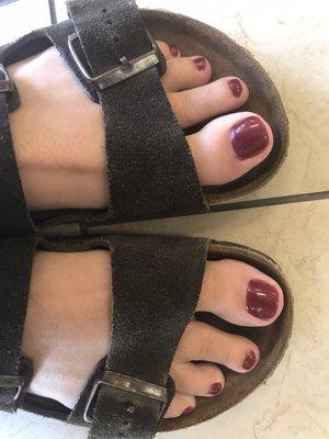 Mediocre shellac gel pedi. Was angry with me because my nails were too short ?