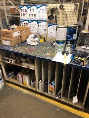 A nasty working station! Shows conditions employees and customers have to put up with!