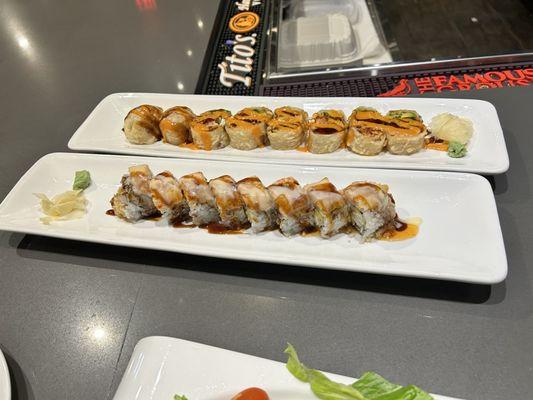 Fire and Ice Roll (Top) Lobster Roll (Bottom)