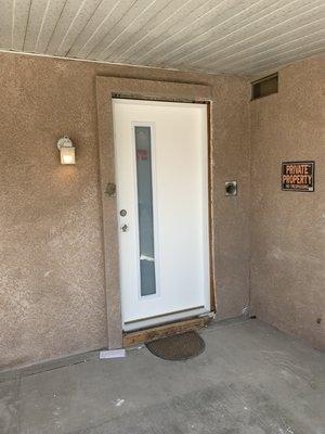 Exterior door install with new jam