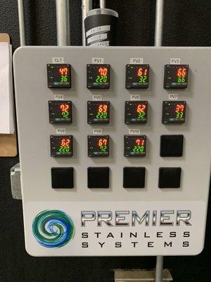 Brewery chilled glycol control panel