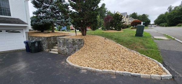 River rocks and Cobblestone installation!