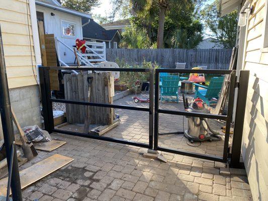 Gate posts and frames made for a customer. They chose to paint it themselves and will clad with wood.