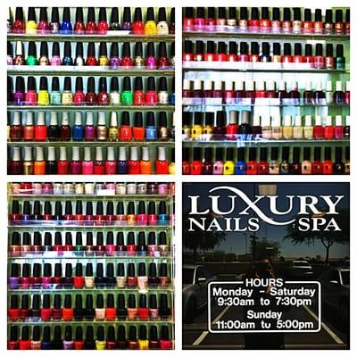 Full of polish colors to choose from. China Glaze, Orly, OPI, Color Club, Essie, + many more.