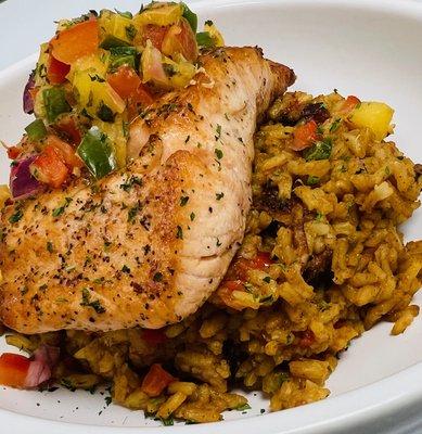 Summer Salmon served with Savannah Rice