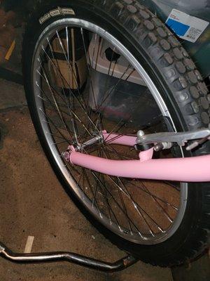 After the manager compensated the front tire due to dissatisfaction of bike repairs.