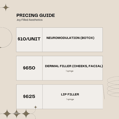 Joy Filled Aesthetics Pricing Guide