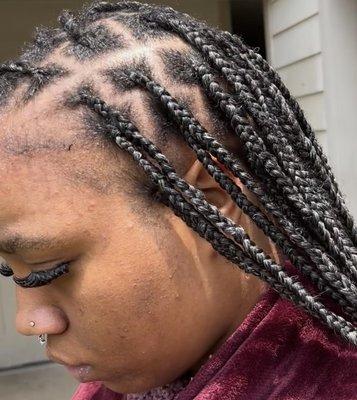 Knot less box braids