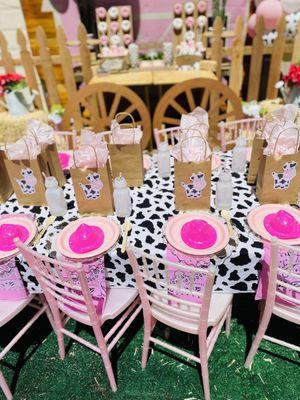 These kid pink chiavari chairs added the finishing touch to the Cowgirl birthday set up executed by FAB Events.