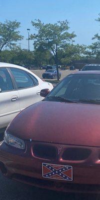 Employee's car with Confederate Flag.