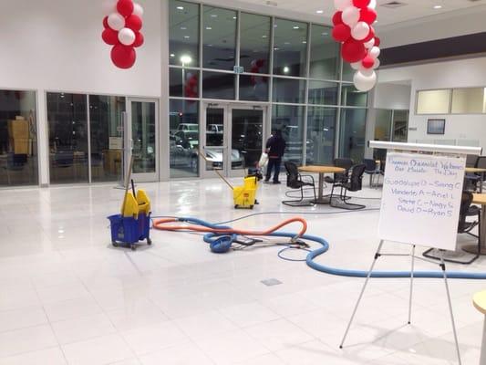 Tile and Grout cleaning at the Chevrolet Dealership