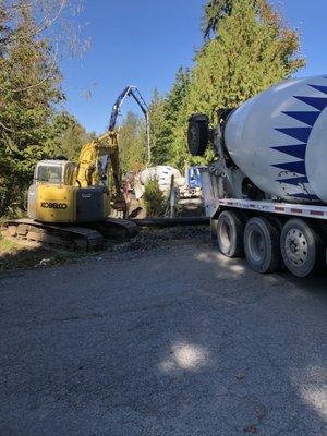 Pouring concrete driveway