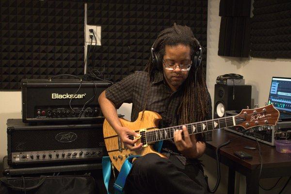 Me laying down some guitar tracks with my favorite guitar