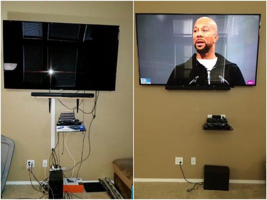 Installed new outlets to hide electrical wires for home Video/audio system. Fished wiring for TV & video components behind wall.