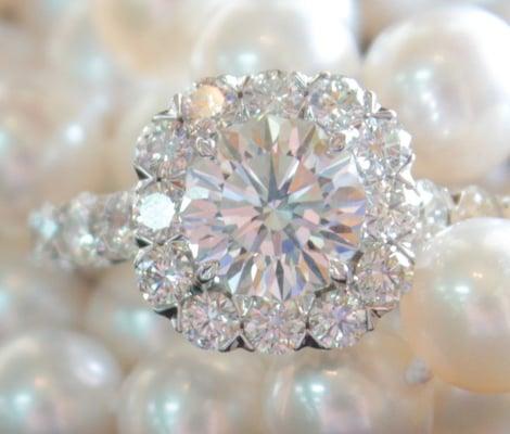 Christopher Designs diamond halo engagement ring.