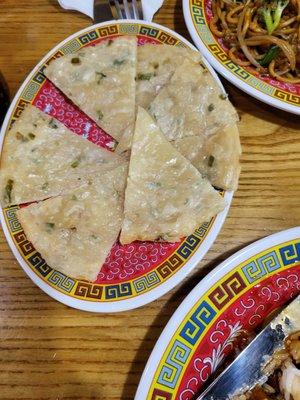 Scallion pancakes at Mr. Chang. They were a bit oily but good.