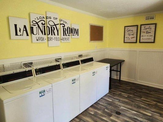 Forest Ridge Apartments Denton TX - Remodeled Laundry Room 2024 - 4 washers - 4 dryers - 24 hours - Folding Table