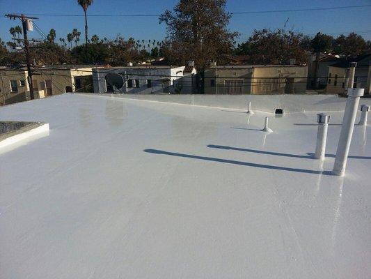 Silicone roof membrane installed...