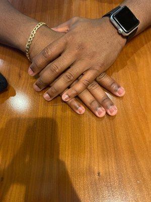 Man's manicure with buff polish