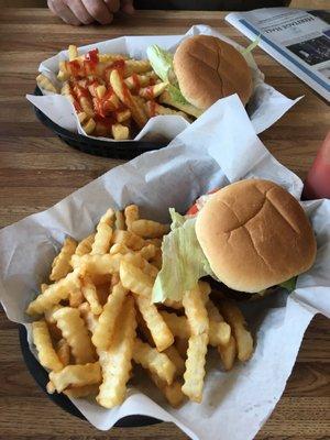 Cheeseburgers with fries ...