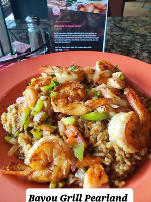 Blackened shrimp over rice