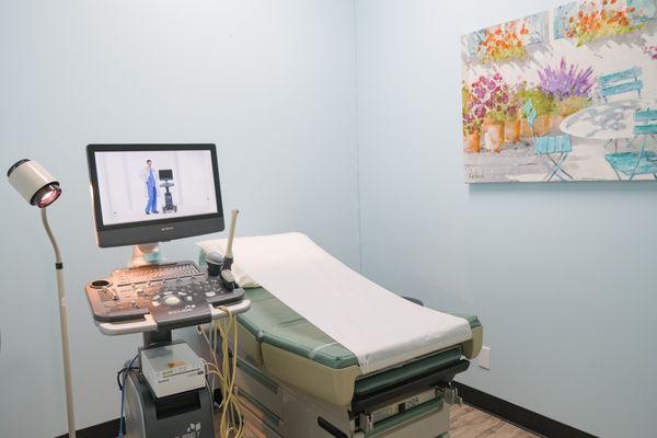 Pregnancy Ultrasound and medical exam room - A private, quiet, clean area to talk with medical staff to get info and your questions answered