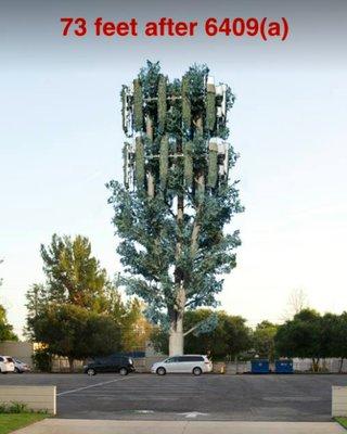 53' FAKE UGLY CELL TOWER PROPOSED BY VERIZON.  Notice the tiny van