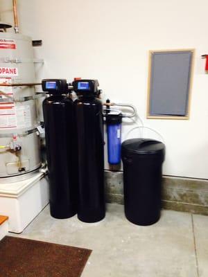 Completed installation of water softener system