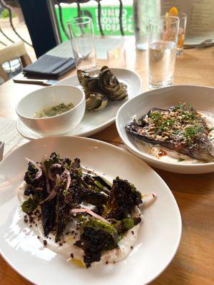 Charred Broccoli, Grilled Eggplant, Grilled Artichoke