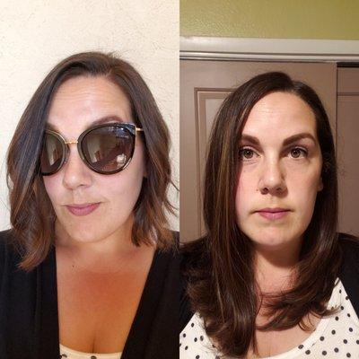 Before on right, after on left. Couldn't be happier! Love my new hair cut!