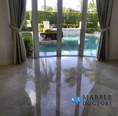 Marble floor complete polishing