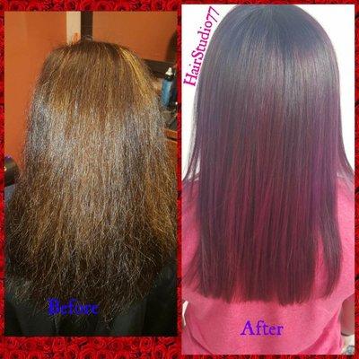 Dark Root shaded Red Balayage