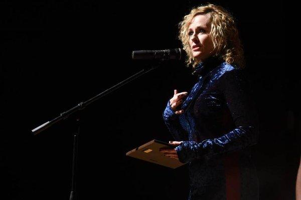 Beth Dean, Vocal and Piano Instructor, accepting Jay Flippin Educator Award, Lexington Music Awards, 2017