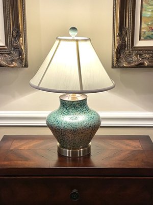 Hand-blown glass vase converted into a table lamp.