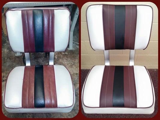 Reupholstered Boat Seat Before/After