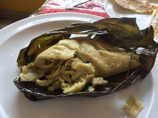 Chicken tamale with green sauce