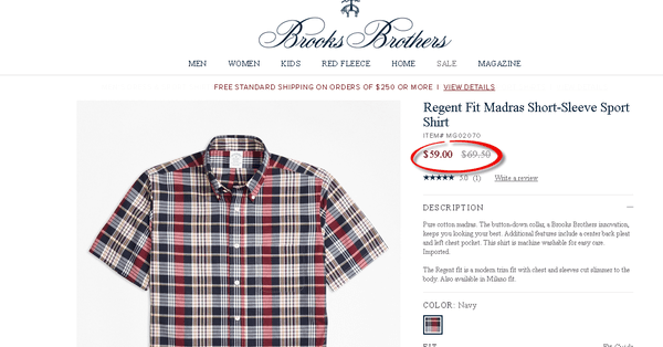 Price on brooksbrothers.com as of 10/16