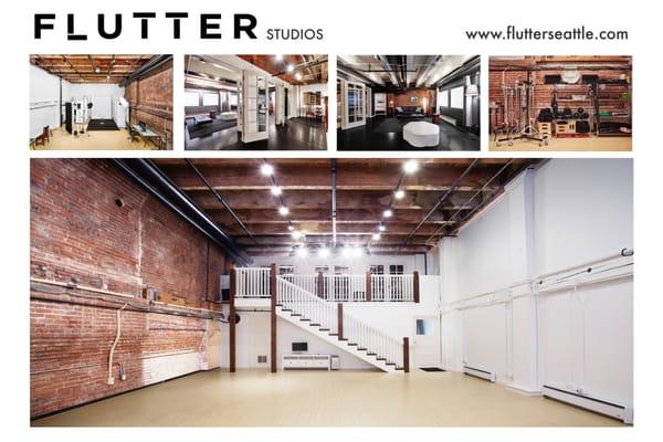 FLUTTER Studios Seattle. Pioneer Square Creative Production Services, Photo Studio Rentals, and Select Special Events.