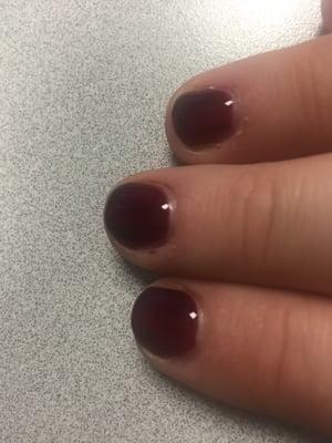 Two days after manicure- polish doesn't cover whole nail!