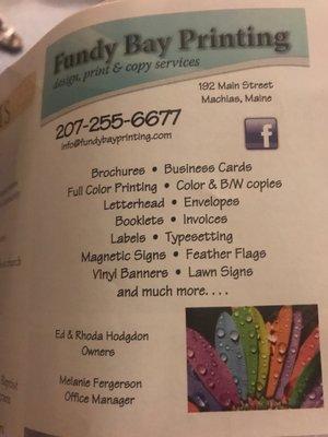 Advertisement in a local magazine