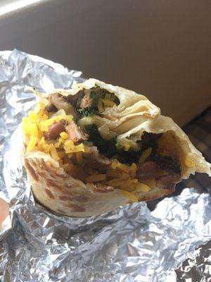 Asada burrito (with a bite). Pretty dry