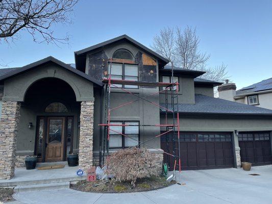 Christensen stucco & exteriors  Window replacement along with water damage in cotton wood heights Utah