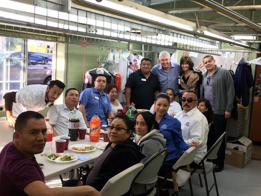 At our Beverly Hills location Holiday potluck. HAPPY HOLIDAYS from the Fazio Cleaners Family!