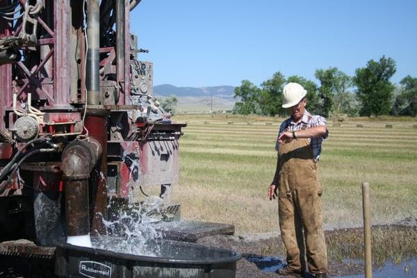 Terry Lindsay testing a well