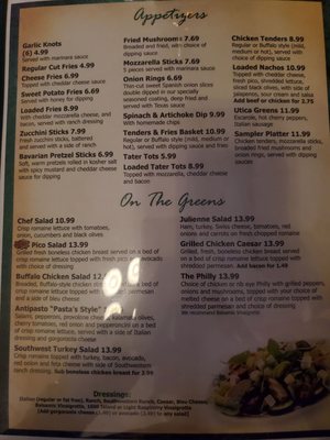 Pastas menu 11/20/22