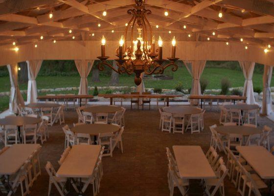 Chandelier at Farm Wedding Pavilion, Beloit, WI